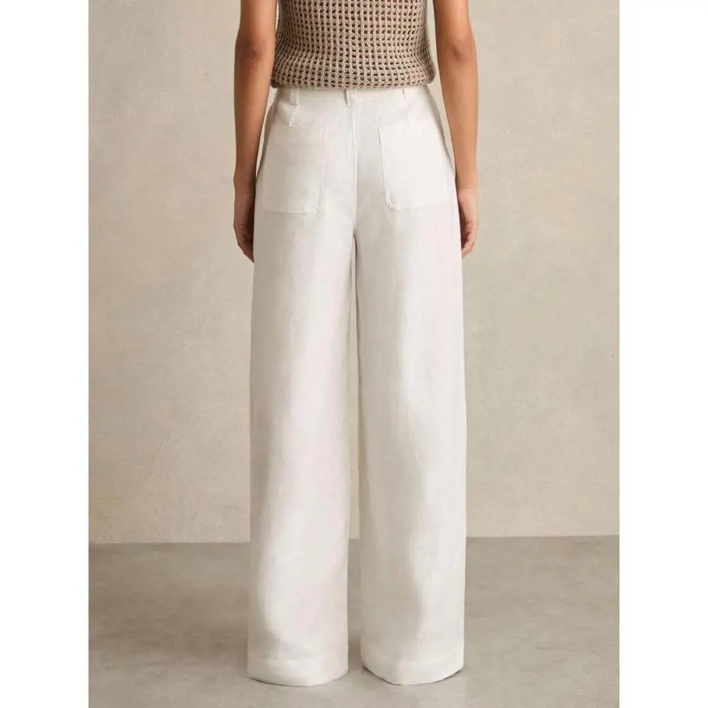 REISS ASHBY Linen Wide Leg Trousers